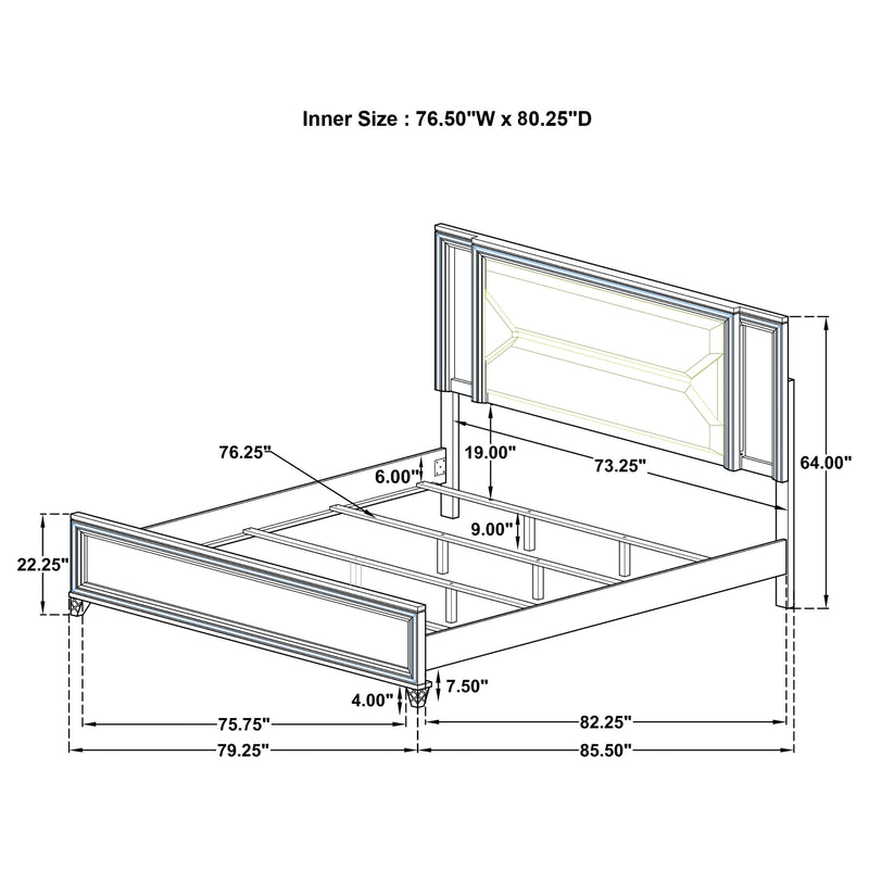 Marmore Panel Bed with LED Lighting